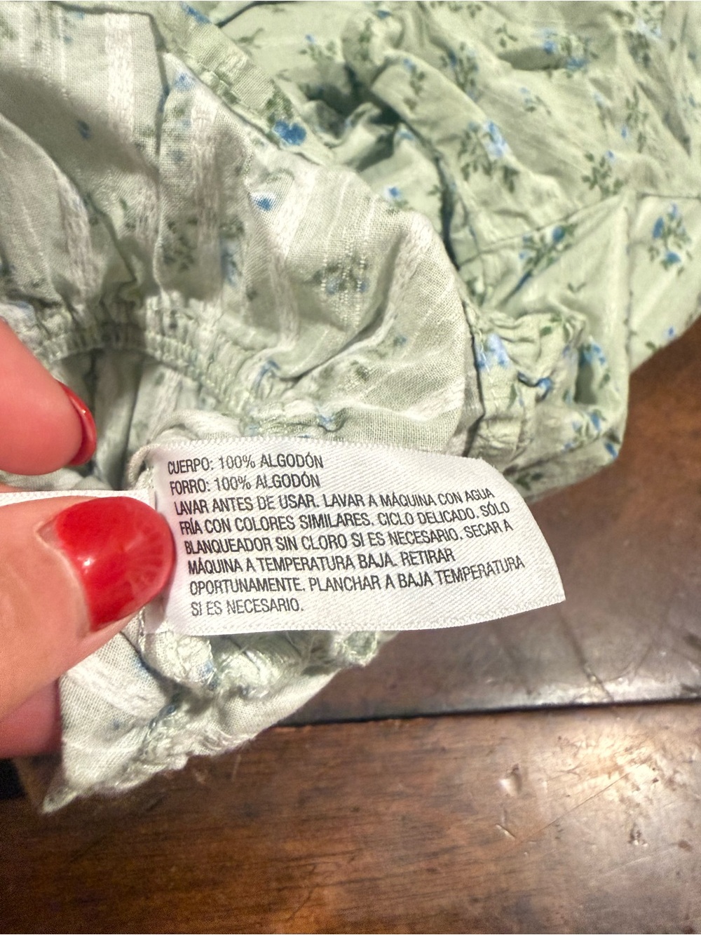 art class light green Smocked Puff-Sleeve Top with Blue Floral - Picture 7 of 7